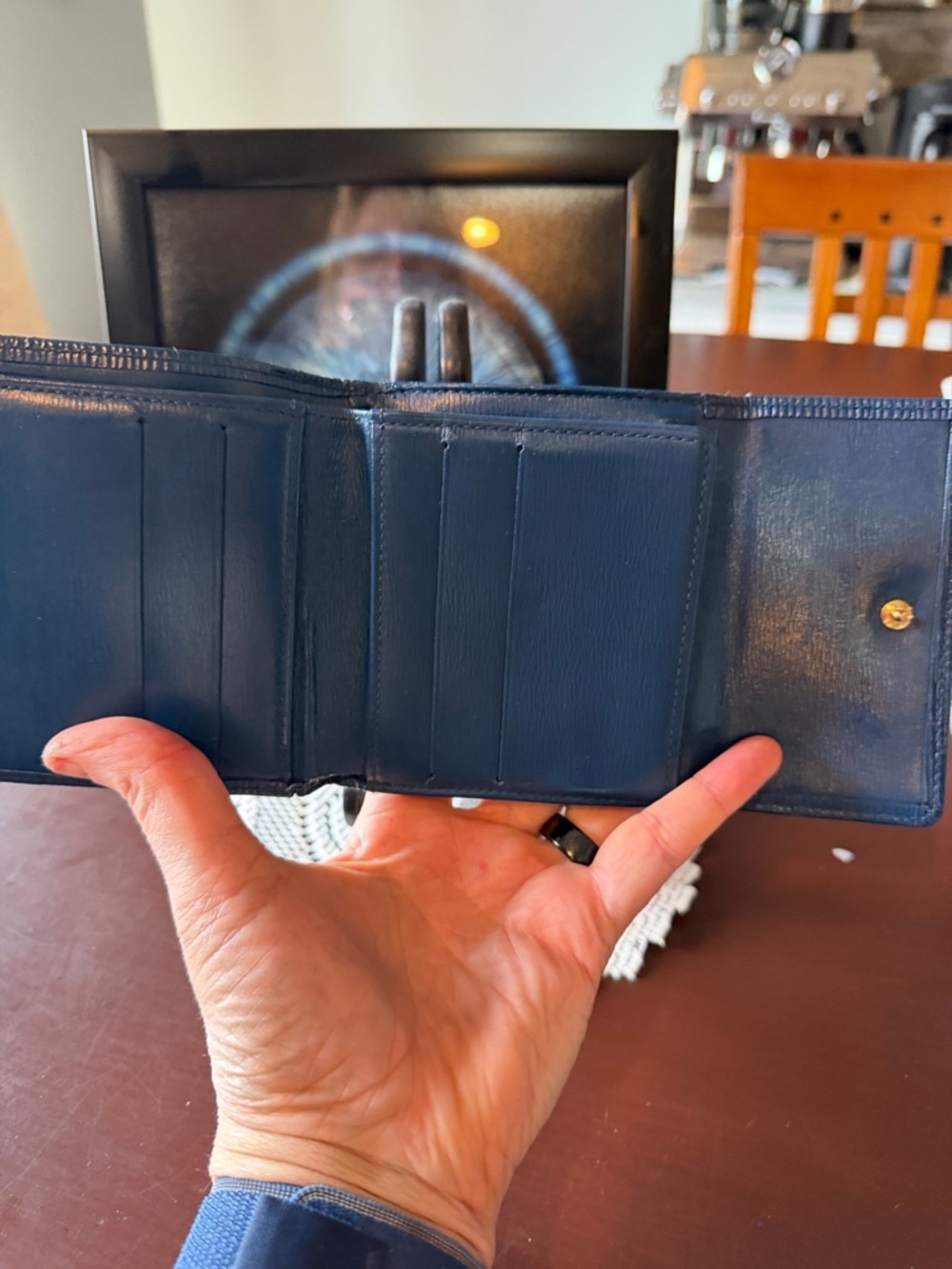Authentic Louis Vuitton Blue Epi Leather Compact Wallet - Picture 3 of 5